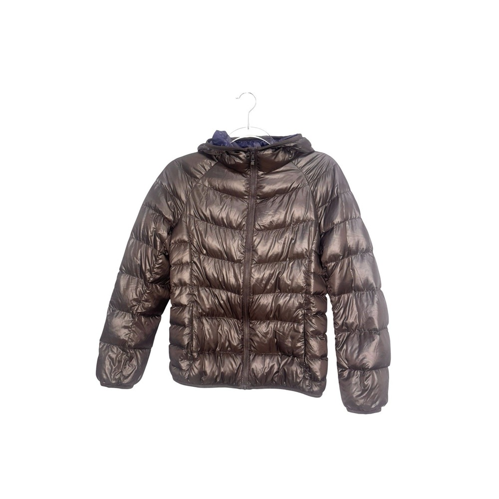 Uniqlo Ultra Light Down Puffer Jacket Women's L Brown Packable Winter Warm